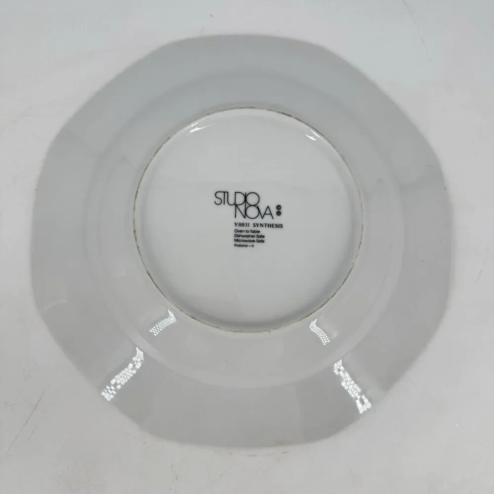 Studio Nova Synthesis Y0031 Soup Bowls Set of 5 White Black Rim 9” Octagonal